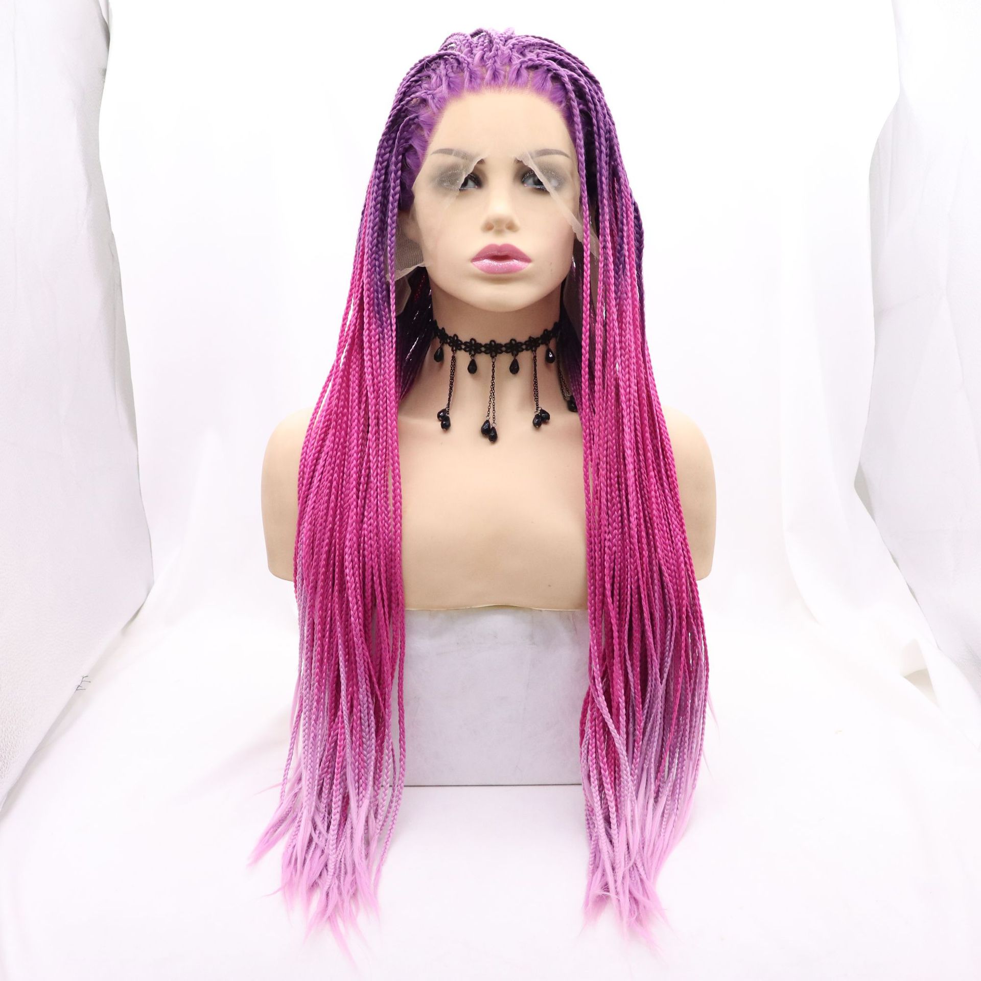 Europa y América NEWLOOK Front encaje moda nuevo cabello largo trenza peluca transfronteriza Lace Front Wigs