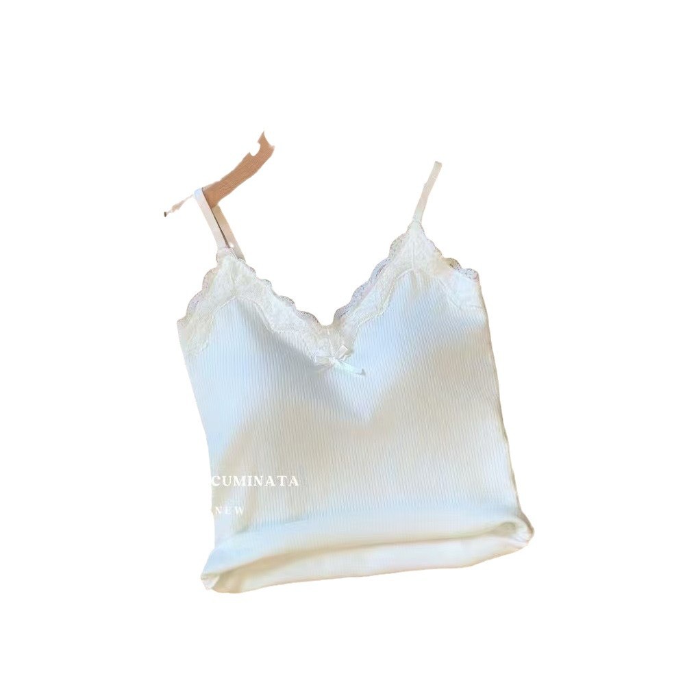 (2개) 가슴 패드가 있는 리본 기모 여성용 벨벳 캐미솔, 작은 가슴과 큰 바닥 브라, 아름다운 뒷모습이 올인원