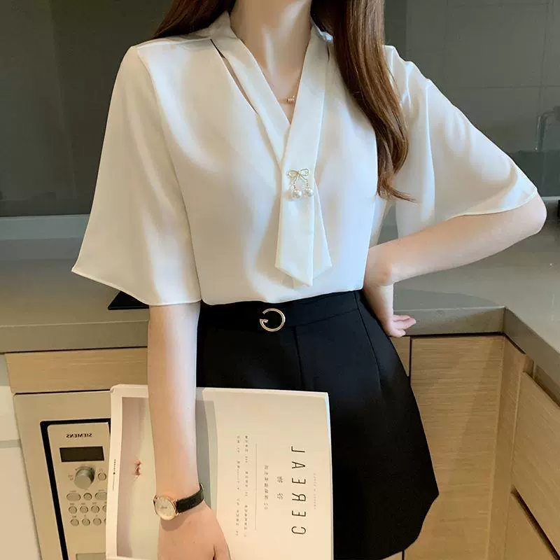 Шифоновая рубашка женский средний рукав летний новый корейский