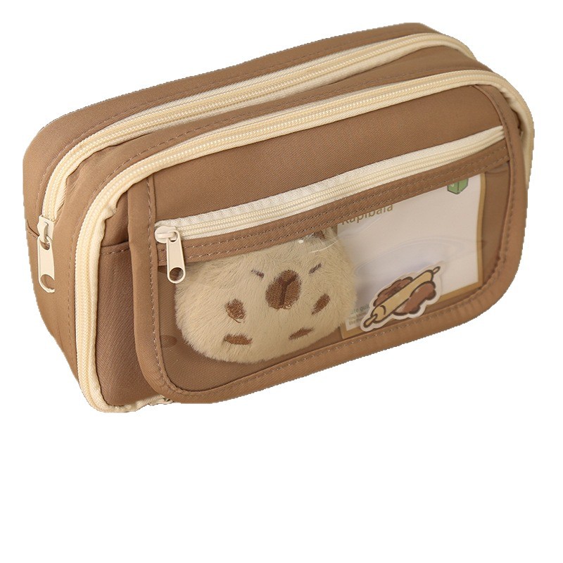 Bolsa de lápices transparente con tapa abatible de 9 capas para estudiantes de secundaria Kapibala caja de lápices bolsa de papelería gran capacidad y resistente a las manchas al por mayor