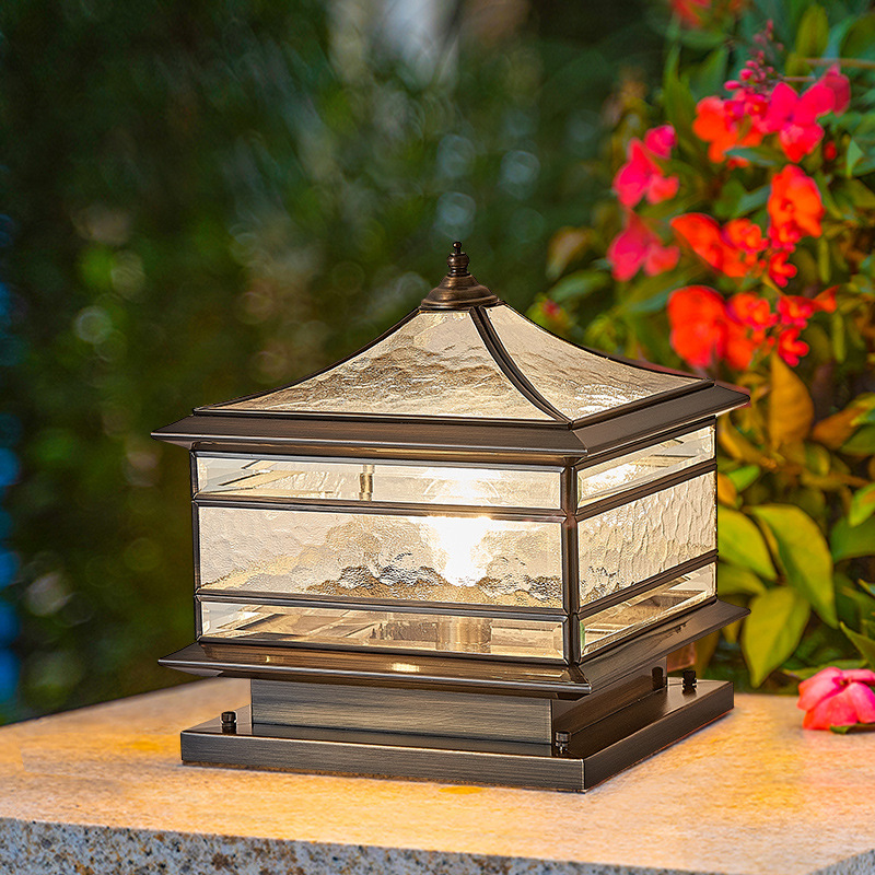 Puerta de estilo europeo de cobre lámpara de Pilar lámpara de jardín impermeable al aire libre nuevo estilo chino lámpara de Pilar lámpara de pared jardín Villa lámpara de puerta