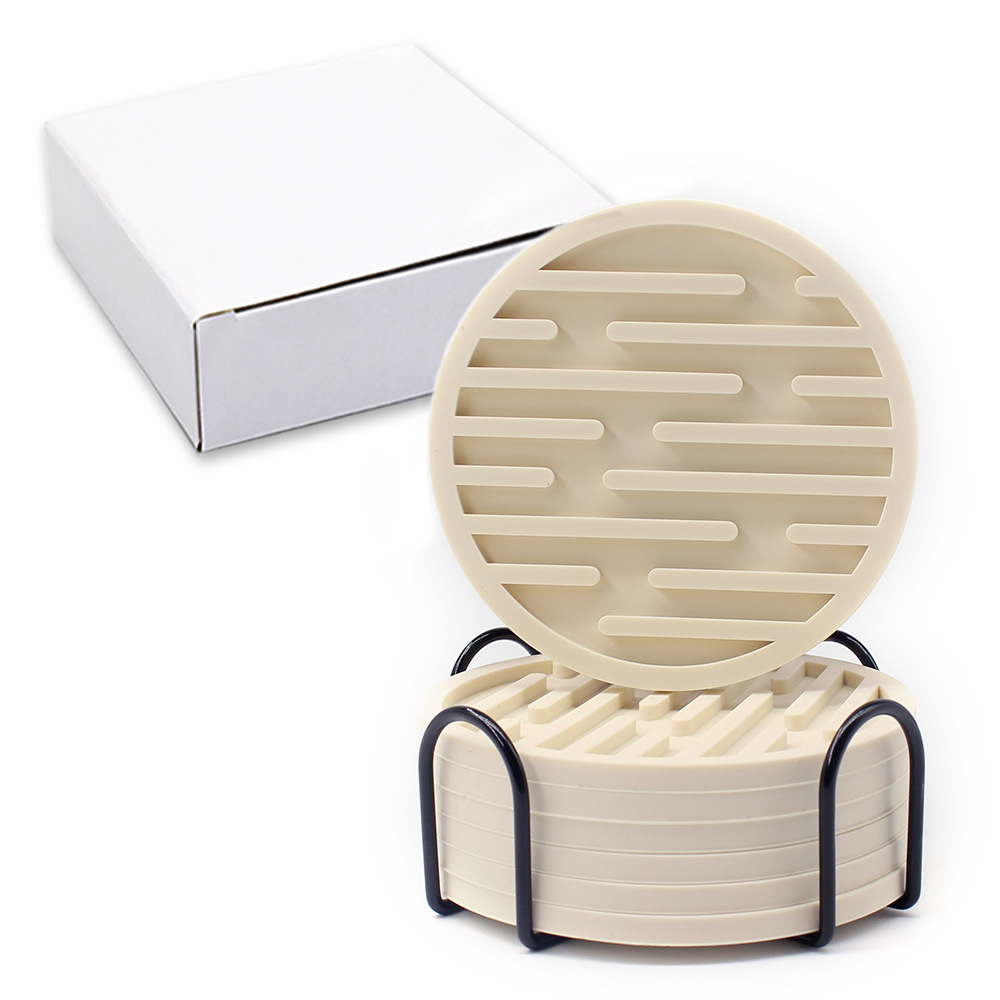 Amazon puede imprimir logo almohadilla de aislamiento térmico juego de silicona posavasos 10cm posavasos de té anti-escaldado alfombra redonda antideslizante para el hogar
