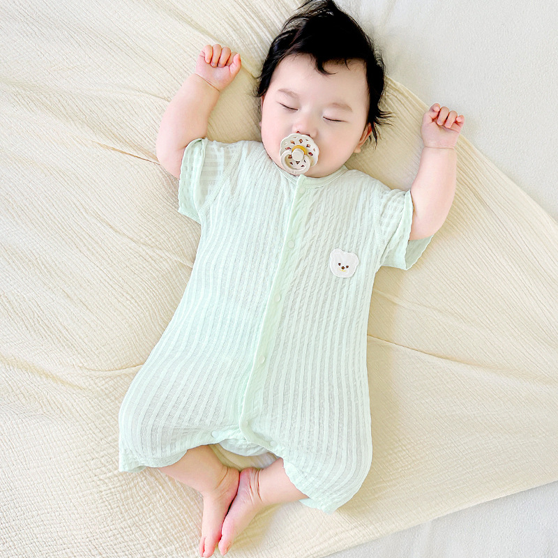 Baby summer overcoat recién nacido delgado mangas cortas para salir con ropa de verano para niños y niñas pijamas ropa de bebé image 10