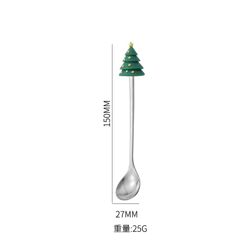 创意圣诞树麋鹿勺子不锈钢高颜值跨境不锈钢汤匙叉子圣诞餐具套装|undefined