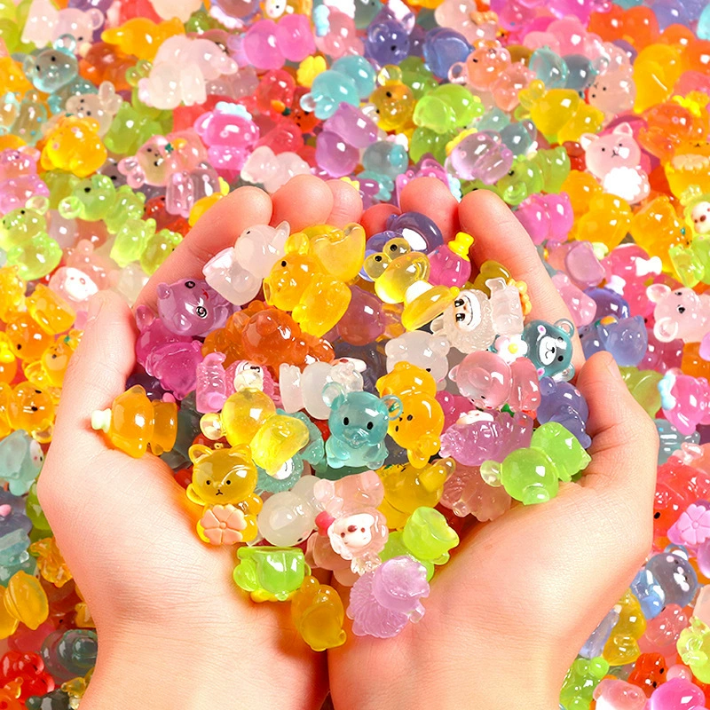 Креативные куклы из смолы, светящиеся в темноте, маленькие животные, для рабочего стола, милые мультяшные аксессуары для творчества, небольшие украшения, микс, оптом