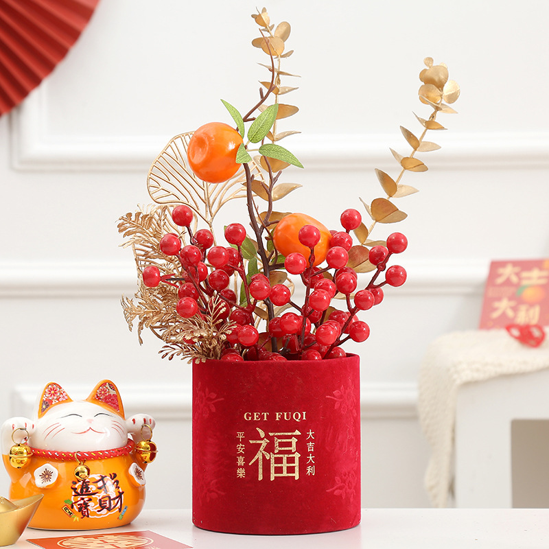 2026新年装饰马年福桶春节客厅氛围场景布置摆件年宵花福桶摆件