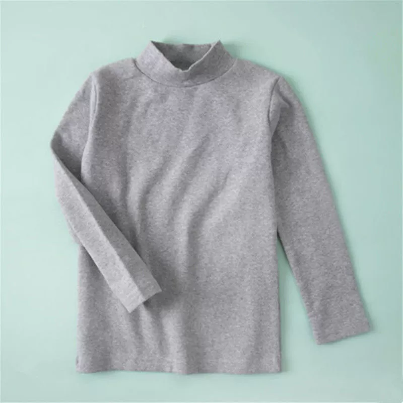 Children's Demi-Season T‑Shirt, Body‑Friendly Cotton, Long Sleeve, High Collar, Korean Style