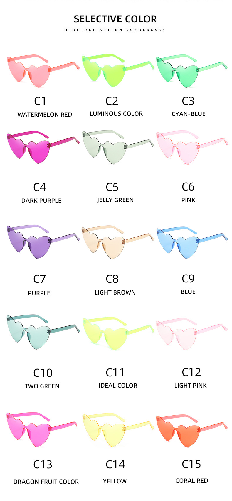 Fashion Heart Shape Pc Special-shaped Mirror Frameless Women's Sunglasses display picture 3