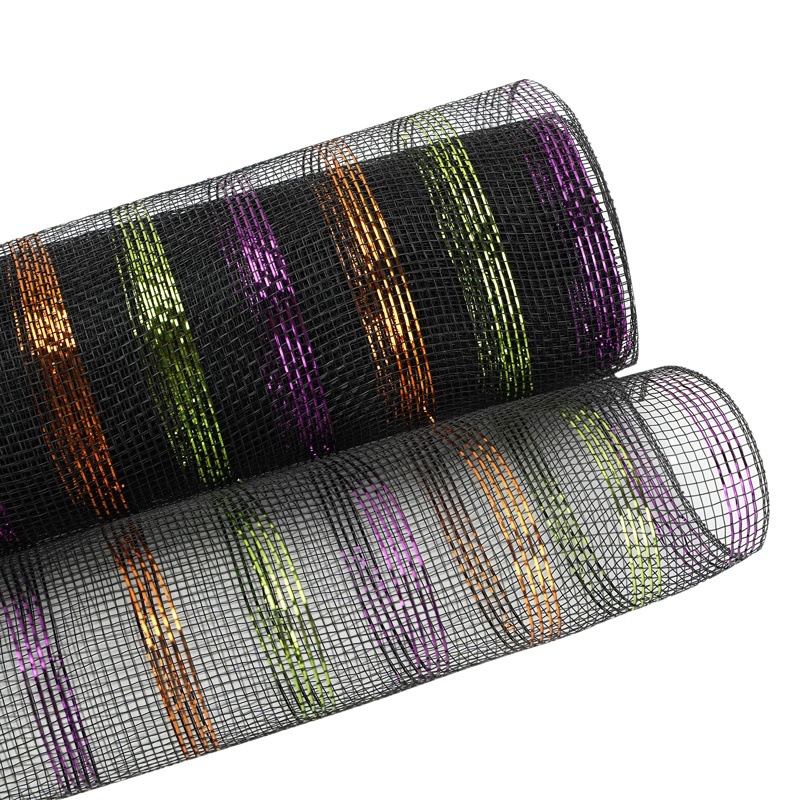 Fábrica en stock al por mayor haciendo Garland material decorativo malla a la parrilla borde cinta PP malla guirnalda de Navidad