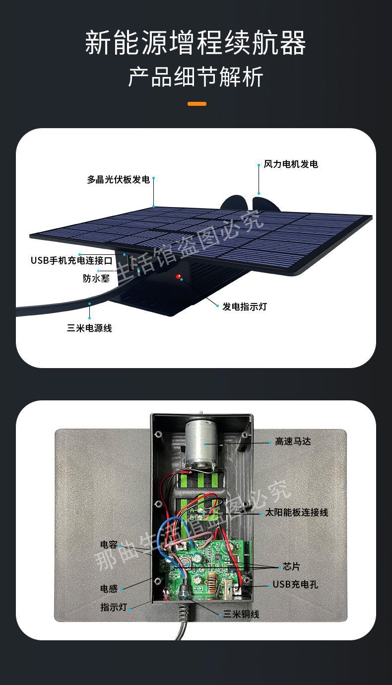2024 New Solar Wind Generator Electric Vehicle Battery Car Two-wheel Tricycle Range Universal