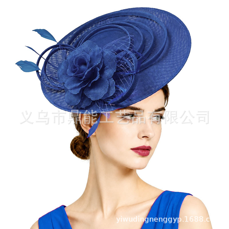 Cross-border European and American vintage mesh floral headpiece, top hat, wedding party and horse racing festival hair accessory