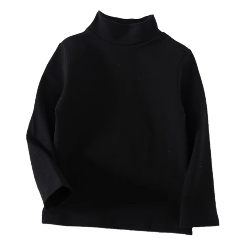 Children's German Velvet Half Turtleneck Bottoming Shirt with Neckline to Heattech Baby Autumn and Winter Long-Sleeved T-Shirt Top Autumn Clothing Outer Wear