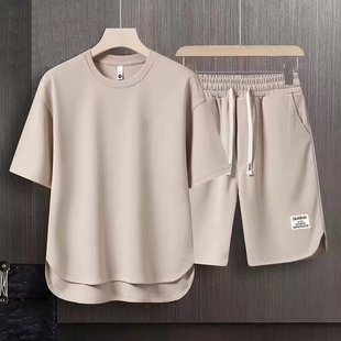 suit Men's Summer Fashionable Loose Men's Short-sleeved Shorts Two-piece Set Handsome High-end Casual Sports Set