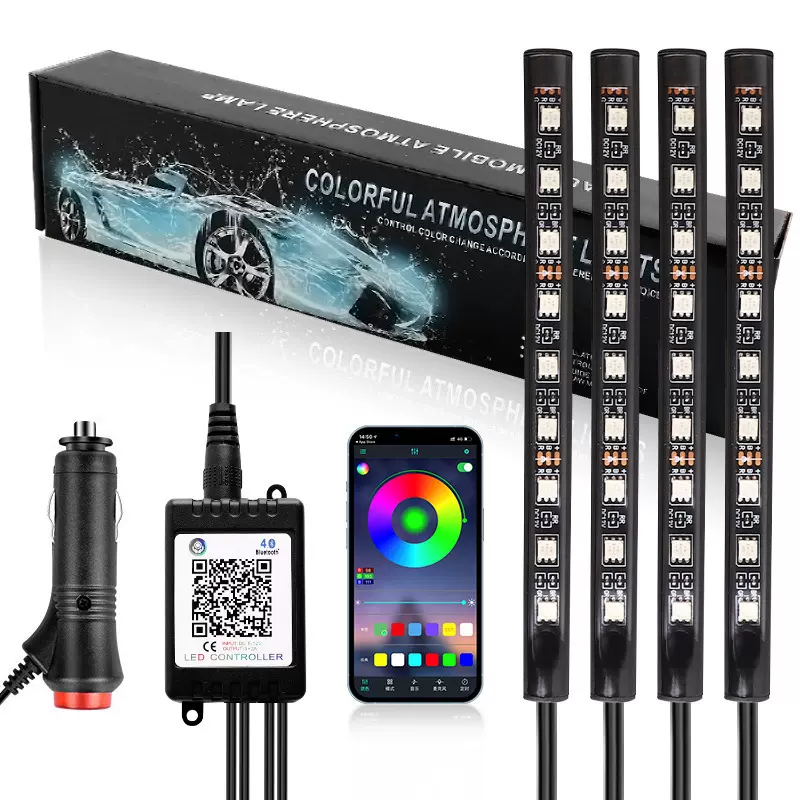 汽车通用款脚底氛围灯 声控脚底氛围灯 免接线遥控车内装饰灯