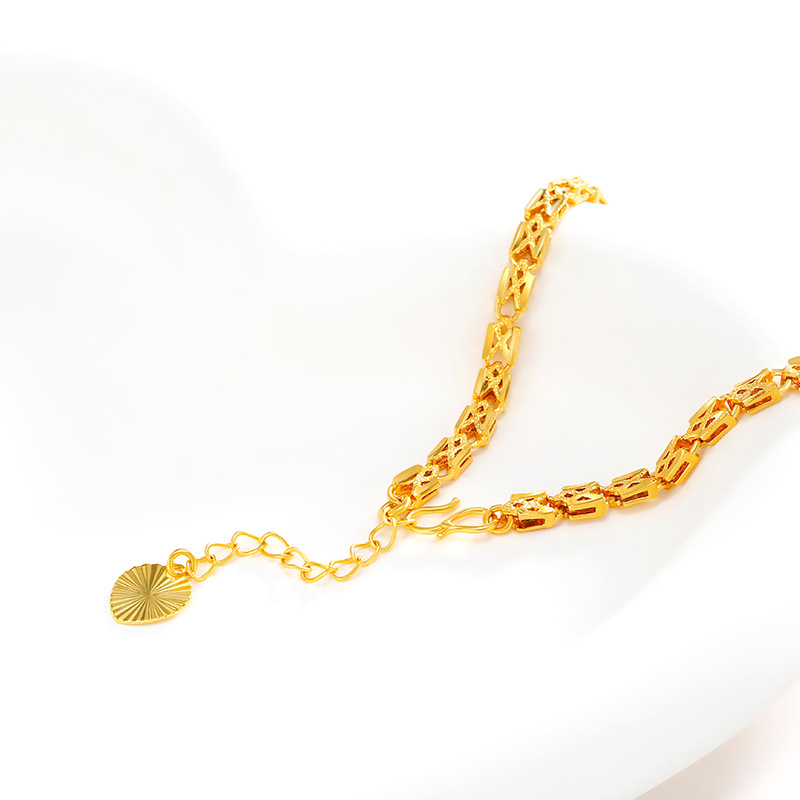 Pulsera chapada en oro con textura brillante – diseño retro y elegante al por mayor