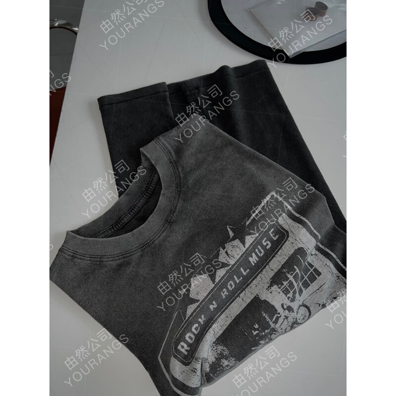 26 Early Spring New Style Retro Fashionable Artist-Style Ab Collaboration Rolling Stones Crew Neck Loose Short-Sleeve T-Shirt