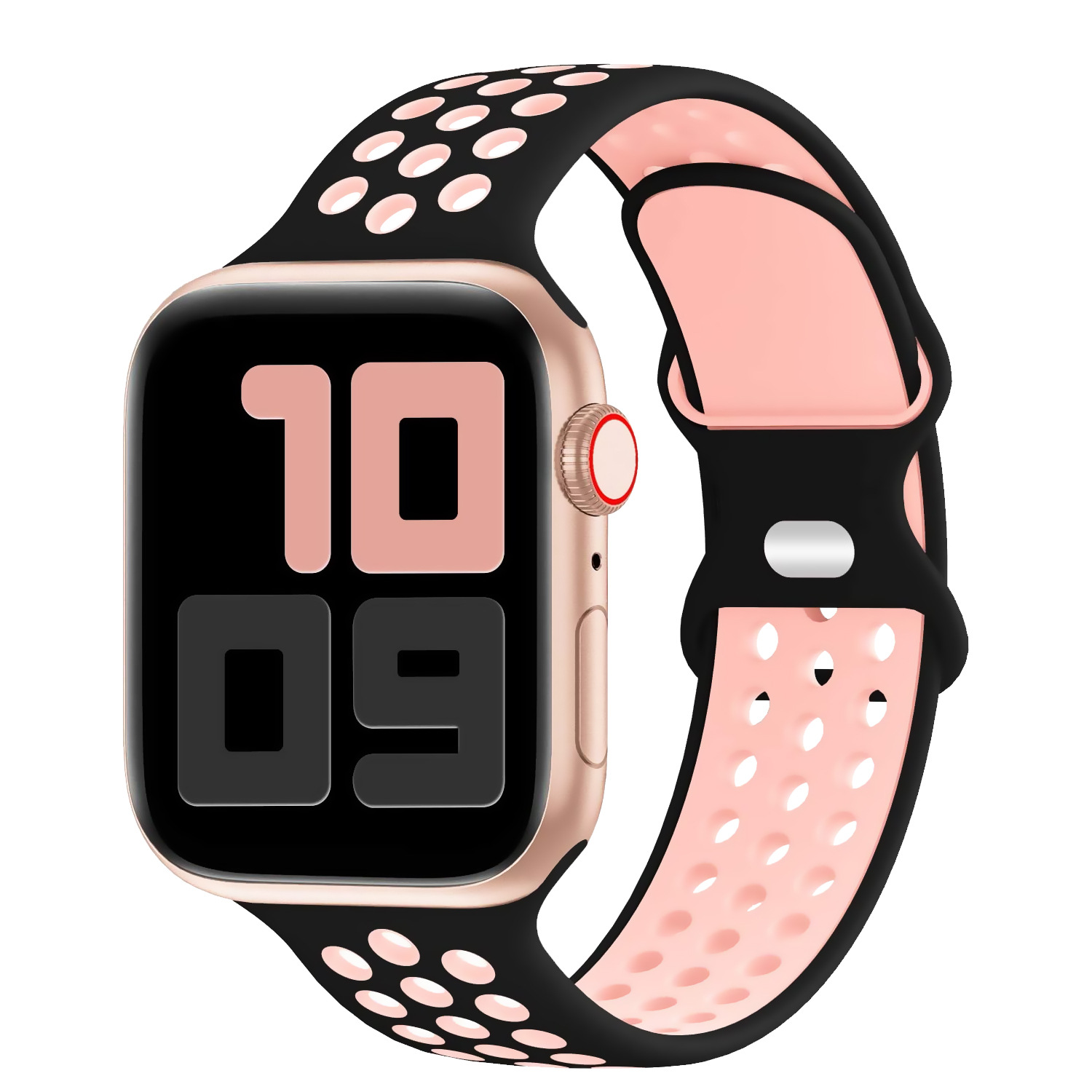 Correa de silicona de dos tonos para Apple Watch S9, estilo Nike con hebilla en forma de ocho.