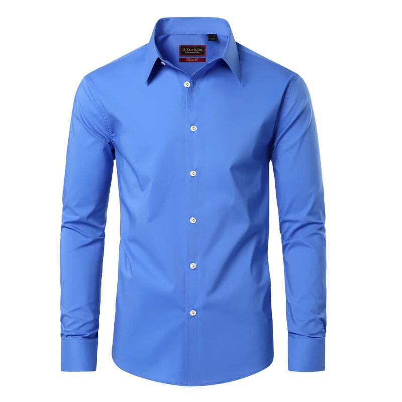 Fashionable Muscular Men's Business Shirts, No-Iron Professional Work Summer Anti-Wrinkle Casual Shirts, Long-Sleeved Shirts
