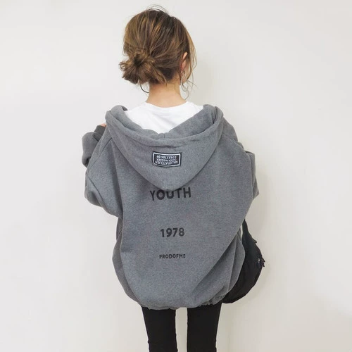 Осенне-зимняя одежда в стиле Harajuku новое пальто Женская мода на молнии с надписью свободный толстый студенческий кардиган с капюшоном пальто модный