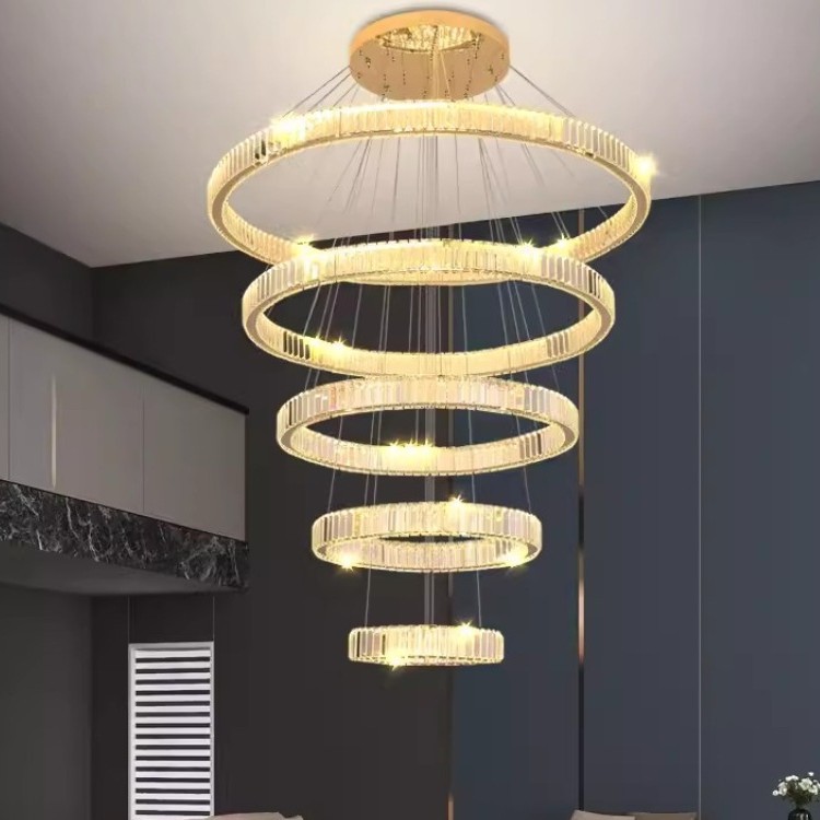 Nuevo edificio dúplex villa atmósfera de cristal candelabro apartamento loft salto candelabro escalera hueca candelabro de cristal