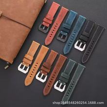 批发疯马皮手表带适用于胖大海华为复古手工真皮手表配件22mm24mm