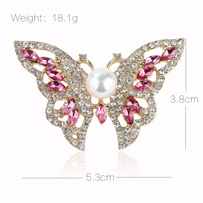Glam Schmetterling Legierung Inlay Künstliche Perlen Strasssteine Frau Broschen display picture 7