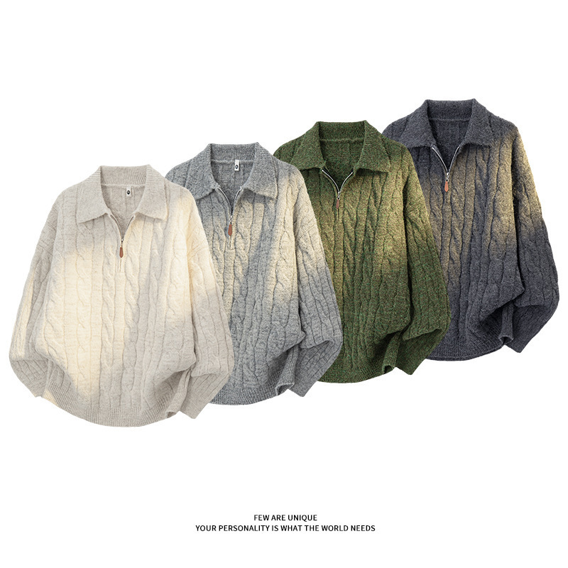 Versatile New 2025 Amazon Men's Half-Zip Pullover Sweater Loose Knitwear Casual Versatile Trend