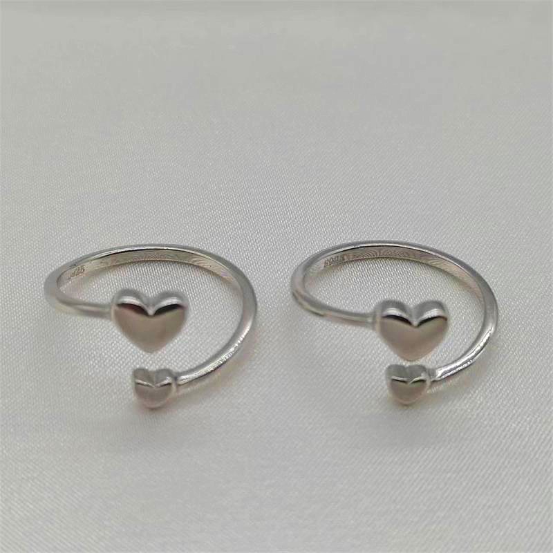 Süß Süss Herzform Sterling Silber Überzug Offener Ring display picture 3