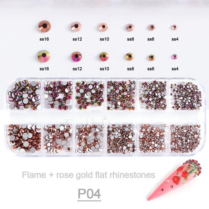 FULL BEAUTY クロスボーダー新ネイルアートアクセサリー 12 グリッド箱入り特殊形状平底樹脂ダイヤモンド混合装飾品|undefined