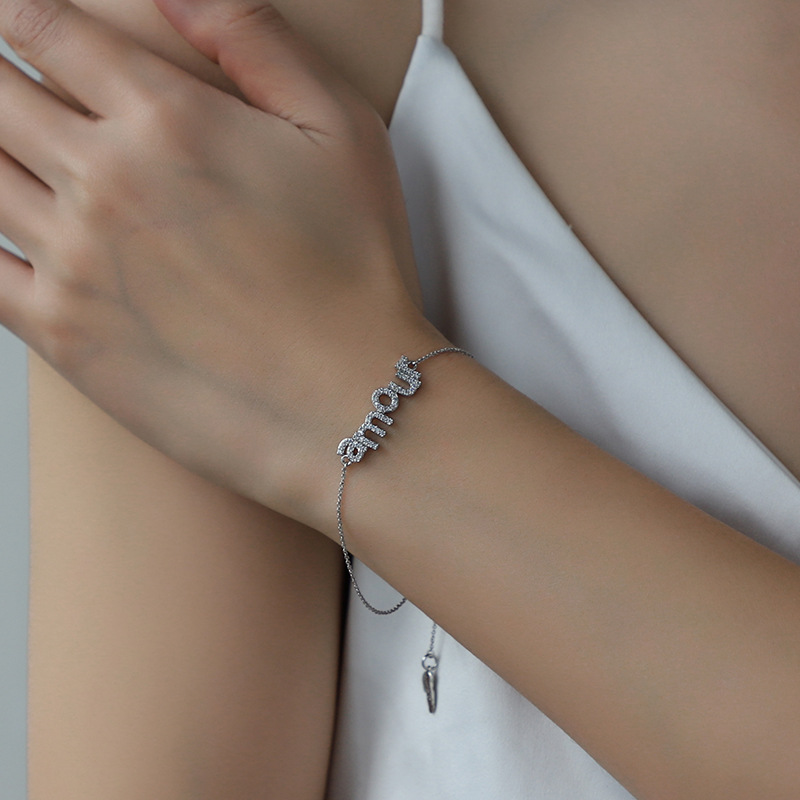 Original Design Letter Copper Plating Zircon Bracelets 1 Piece