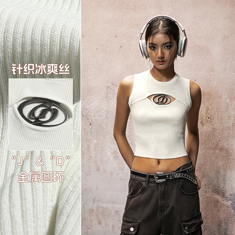 韩路女装 夏季短款吊带背心女内搭修身显瘦性感辣妹潮流百搭无袖q