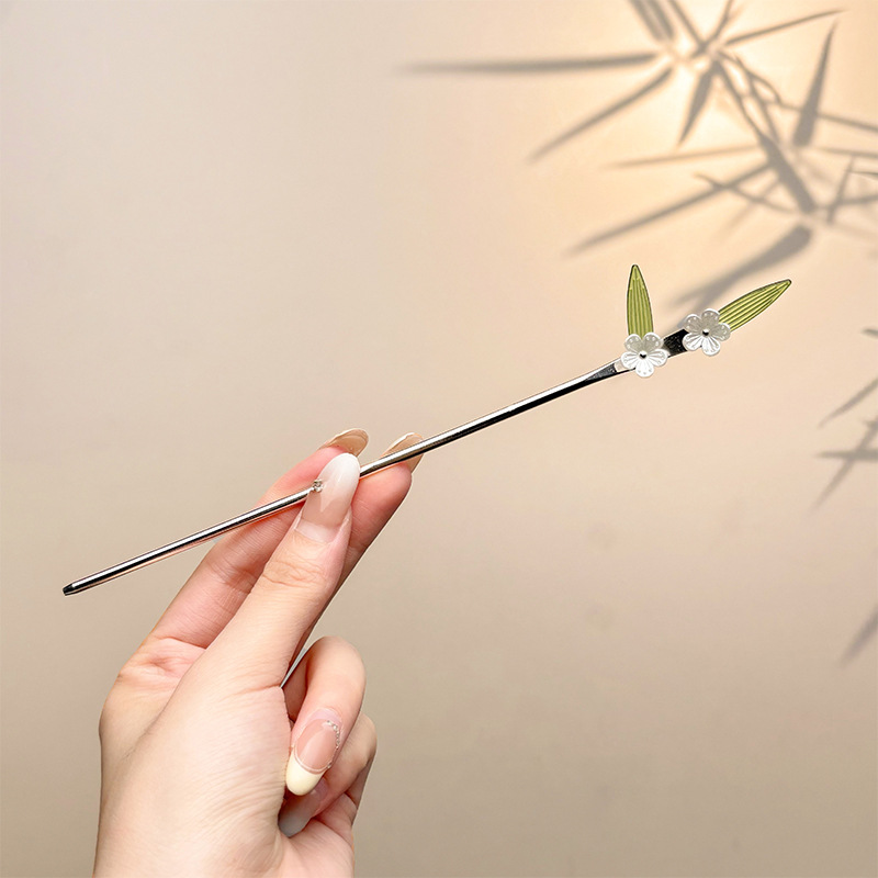 Retro simple nicho de alta estética oriental diseño de cabello de flores de frascos de estilo antiguo cabello