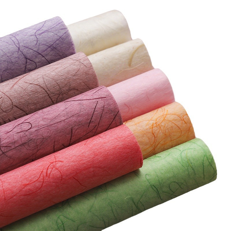 Flower Xunli Rhyme Papel de ensueño Papel de fibra de seda de cáñamo Papel macarrón de fantasía de alta calidad Bolso diyano hecho a mano Papel de arte de flores