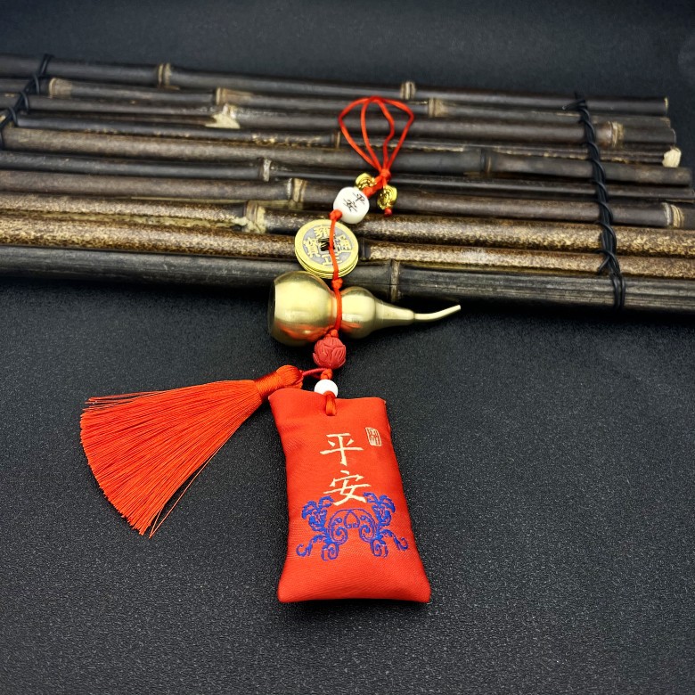 Copper pendant, red protective amulet