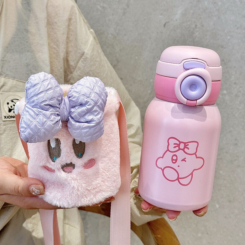 かわいい漫画ストローカップ高颜値子供保温カップ316ステンレスカップ革付き学生ギフトカップ|undefined