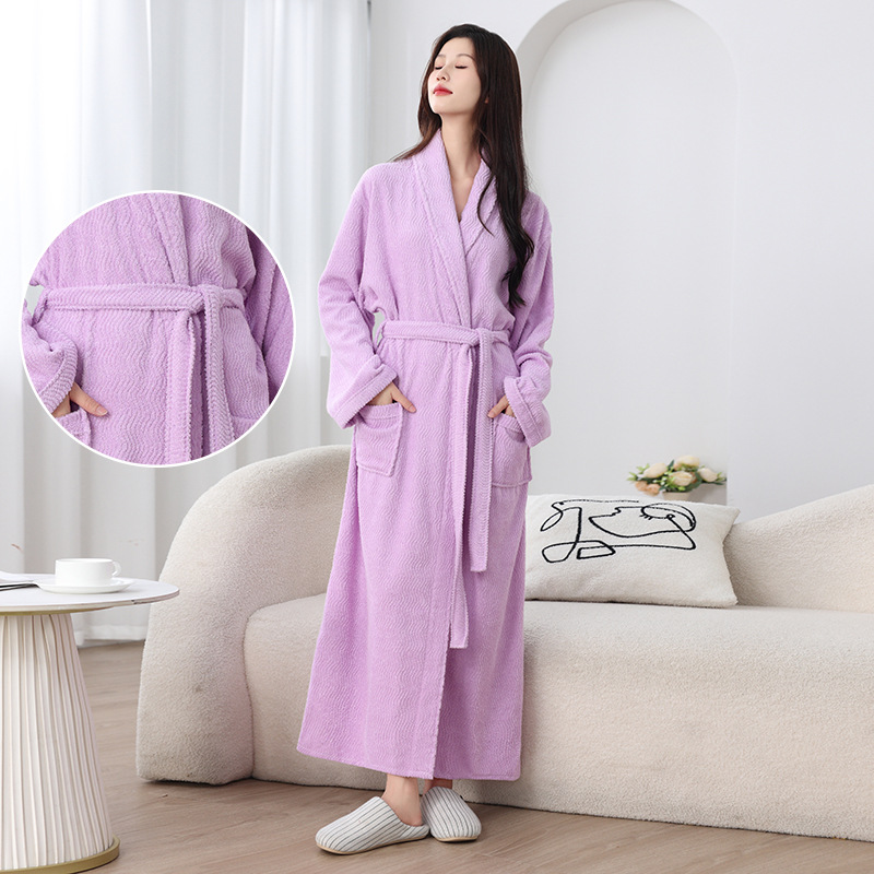 (2개) 밝은 수건 소재 목욕 가운 사계절 유니버설 호텔 커플의 잠옷 남녀 흡수성 목욕 가운 아마존 크로스 보더 헤어