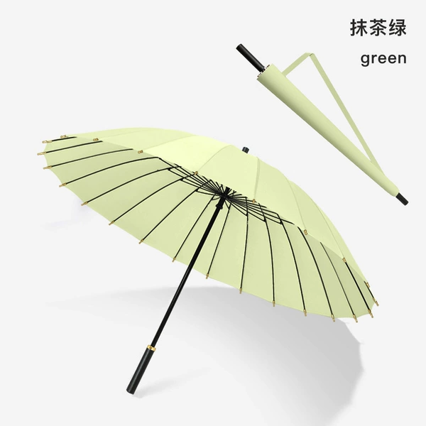 [Manual head manual] 24 bone-matcha green-leather straight handle-fiber skeleton