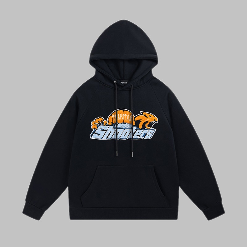 Trapstar azul Tigre cabeza toalla bordado traje forro polar suéter con capucha ceñida deportes casual pantalones largos