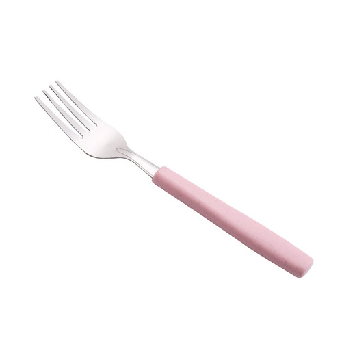 Wheat straw stainless steel set fork spoon chopsticks portable cutlery box gift student school three or four piece set