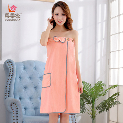 珊瑚绒百变抹胸口袋浴裙柔软吸水浴巾商超日用品礼品浴巾一件代发