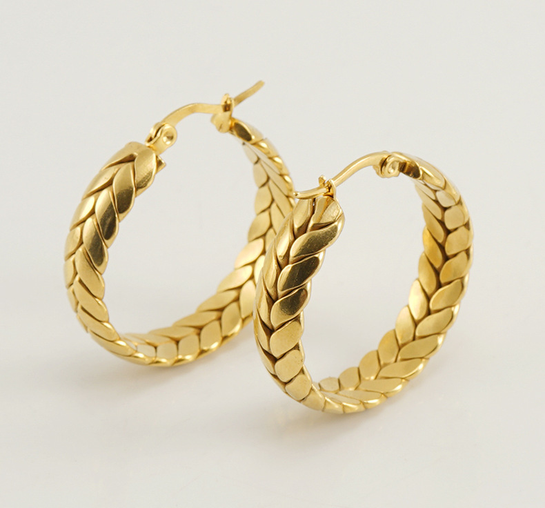 Daily Occasion 304 Stainless Steel Material Grain Pattern 1 Pair Fashion Grain Plating Titanium Steel Earrings