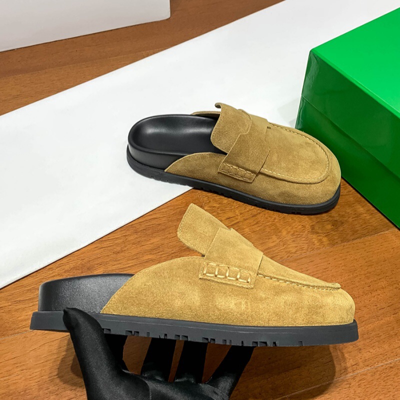 Full Leather Birkenstock Slip-On Clogs with Closed Toe and Open Back, Women's Outdoor Flat Mule Loafers with Thick Soles