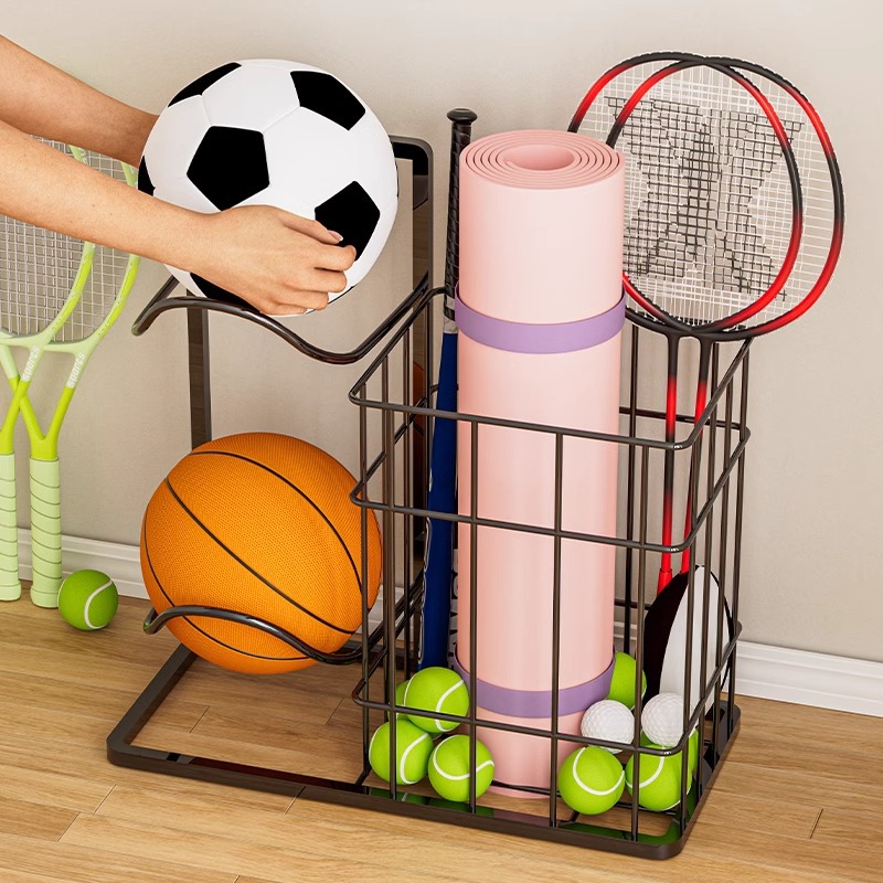 Estante de almacenamiento de estantes de yoga para dormitorios de estudiantes de equipos de ejercicios domésticos canasta de almacenamiento deportivo de dormitorio de invitados bádminton estante de almacenamiento