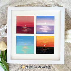 DIY Oil Pastel Picture Frame, 10x10cm Paper for Framing and Display, Square Wooden Picture Frame with a 4x9 Grid