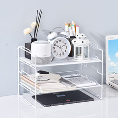 Simple desktop storage rack desk bookshelf office multi-layer file organization and storage metal desk small shelf