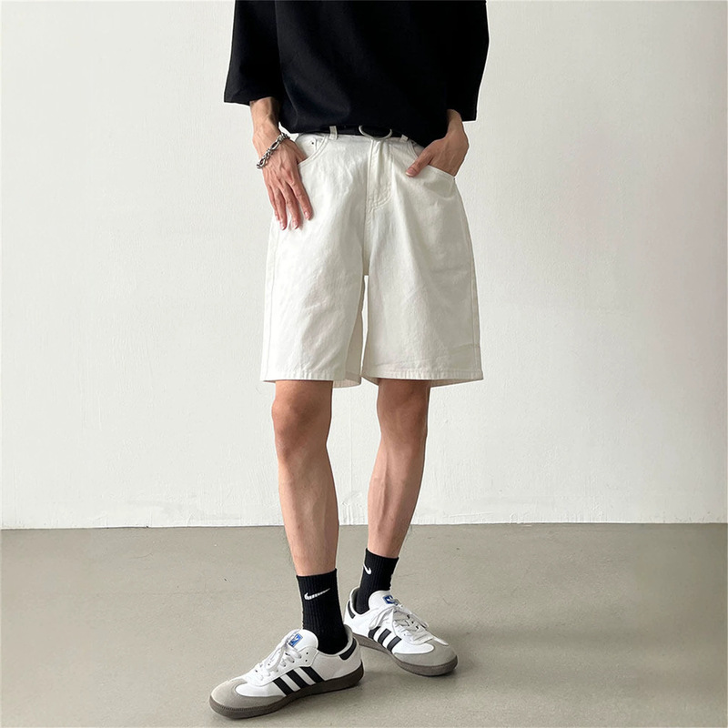 2026 New Summer Denim Shorts for Men, Trendy Korean Style, Solid Color, Casual Straight Loose Fit, Versatile Basic Five-Point Shorts 2026 New Summer Denim Shorts for Men, Trendy Korean Style, Solid Color, Casual Straight Loose Fit, Versatile Basic Five-Point Shorts