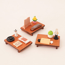娃娃屋迷你绿植仿真国风毛笔书桌灯装饰配件diy桌子围棋古琴摆件