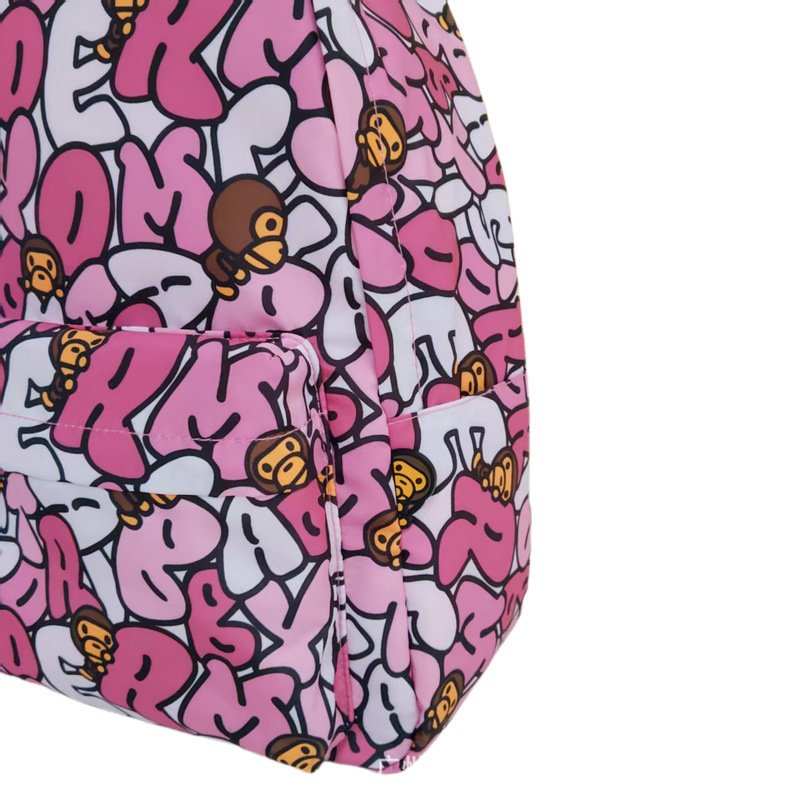 Bape バックパック漫画猿文字学生男性と女性多用途スクールバッグカジュアルファッションバックパックトレンディなブランドカップル|undefined