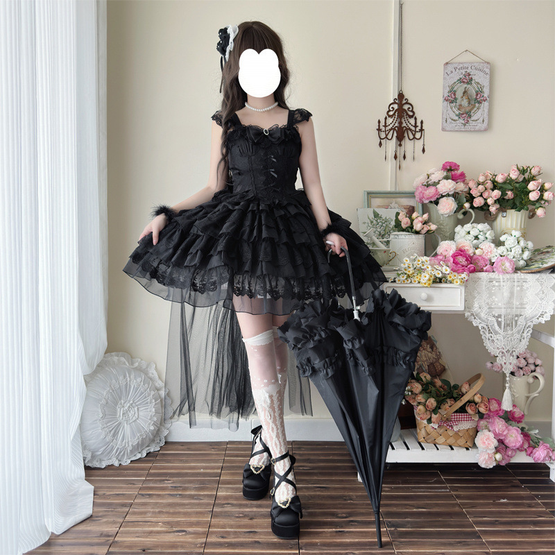 2025夏季新款日系可爱甜美Lolita芭蕾风花嫁jsk吊带连衣裙子软妹|undefined