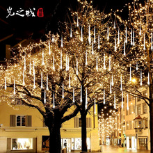 新款圣诞节景观装饰灯公园流水灯管树木亮化太阳能led流星雨灯